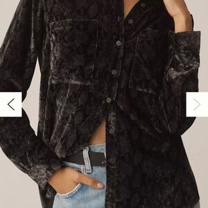 Anthropologie Charcoal Textured Button Down Shirt
